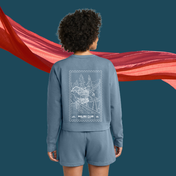 Malibu Retreat Mid-Length Crewneck — Blue Jean