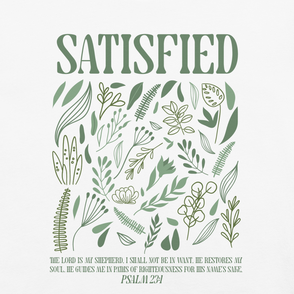 "Satisfied" Oversized Tee - White